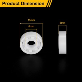 sourcing map 696 Full Ceramic Bearing 6 x 15 x 5mm Miniature Deep Groove Bearing Smooth Zirconia Ceramic Bearing for High-Speed Applications Z2 ABEC3(P6)
