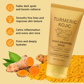 widraw Turmeric Overnight Wrapping Peel Off Mask, Kojic Turmeric Collagen Over Night Face Mask - Gentle on Skin, Moisturizing, Nourishing & Firming, Skincare Facial Mask