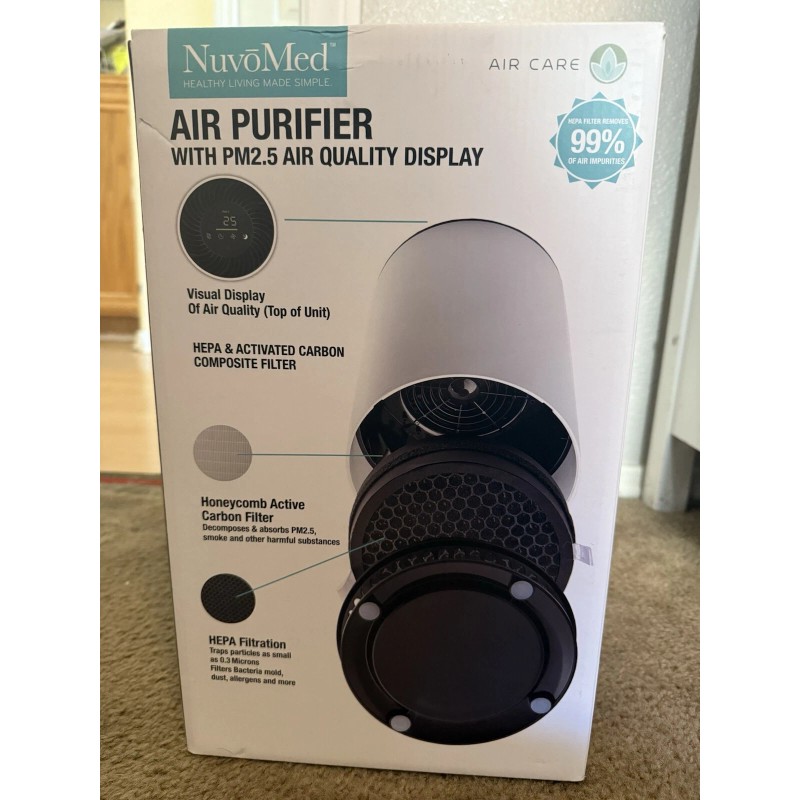 NUVOMED ROOM AIR PURIFIER - PM2.5 Air Quality Display, 360⁰,