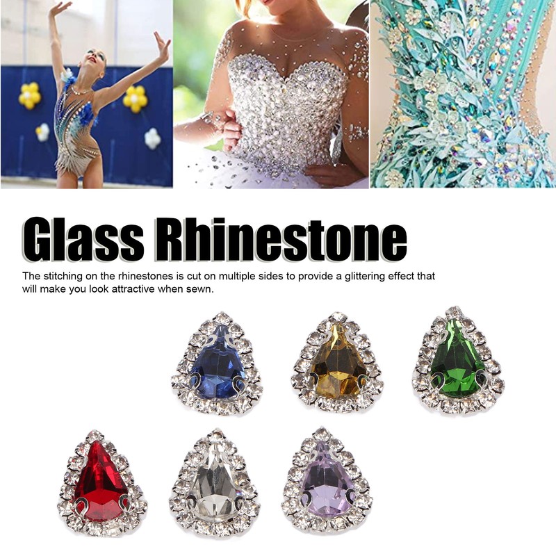 30pcs Sew On Rhinestones 6 Colors DIY Handcraft Glass Rhinestone