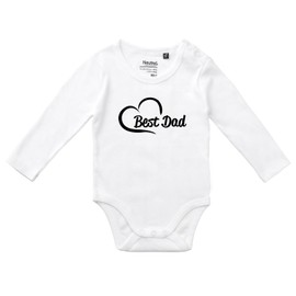 Huuraa Jungen und Mädchen Body Best Dad Heart Geschenk Größe 62 White Bio Baumwolle Fairtrade Best Dad Geschenkidee