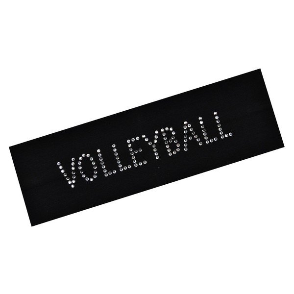 VOLLEYBALL Rhinestone Cotton Stretch Headband for Girls Teens and Adults - Volleyball team gift ~Funny Girl Designs (Black)