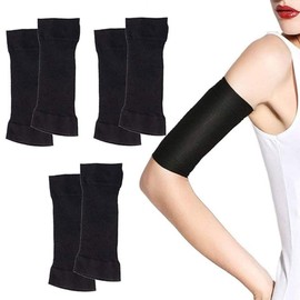 3 Pairs Slimming Shaper Sunscreen Wrap Sleeve Compression Women Upper Arm Toneup Arm Shaping Sleeves for Beauty Women Black