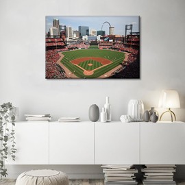 St. Louis Cityscape Wall Decor Busch Stadium Wall Painting Baseball Game Wall Decor Posters Home Decor Living Room Office Framed Gallery-Wrapped Ready to Hang 1 Panel (24''Wx 36''H)