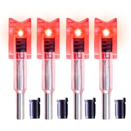 DEEPOWER Crossbow Lighted Nock with ON/Off Switch 4 Pack with .285”/.297”/.300”/.305” Bushings LED Nock Universal Fit for Bolts (Red)