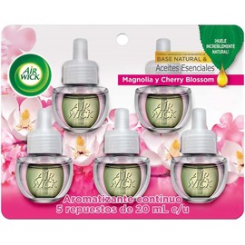 Repuestos Para Aromatizante De Ambiente Continuo, Aroma Magnolia & Cherry Blossom, 5 Piezas de 20 ml c/u