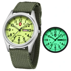 Gosasa Unisex Military Watches Sport Textile Nylon Strap Stylish Men Watch Luminous Fashion Watches Analog Display Quartz Waterproof Casual Wristwatch