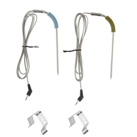 MOOTVGOO 2 Pack Meat Probe Replacement, 2.5MM Plug Temperature Probe Replacement for Weber Igrill Mini, Igrill 2, Igrill 3, iGrill Pro, with 2 Probe Clip Holders (Green & Blue)