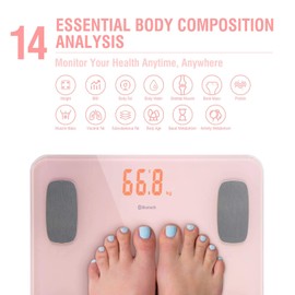 himaly Body Fat Scale Smart BMI Scale Digital Bathroom Wireless Weight Scale, Body Composition Analyzer with Smartphone App sync with Bluetooth, 180KG/400 lbs-Pink