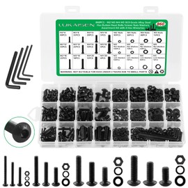 860PCS Metric Screw Assortment Kit, M2 M3 M4 M5 Machine Screws with Lock & Flat Washers, 10.9 Grade Alloy Steel, Metric Hex Button Head Cap Screws Nuts and Bolts Assortment Kit with 4 Wrenches