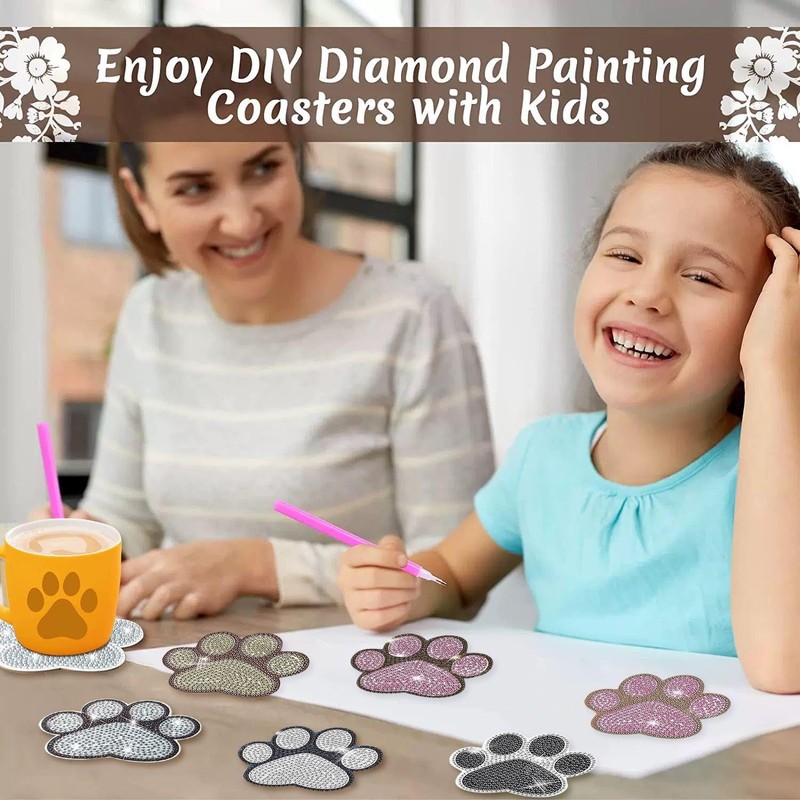 10 Pieces Diamond Painted Coasters with Stand, Diamond Art Coasters,