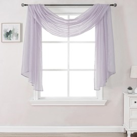 DONREN Lilac Semi Sheer Luxury Scarf for Window - add Beautiful Elegant Effect to Curtain Drapes (Lavender Purple,1 Panel 52 x 144 Inch Length)