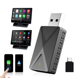 Adaptador Inalámbrico CarPlay con 5.8GHz WiFi, Adaptador Inalámbrico Android Auto, Convierte CarPlay con Cable a Inalámbrico, Conexión Plug & Play, para iOS 10+, Android 11+, Connect Estable para Auto