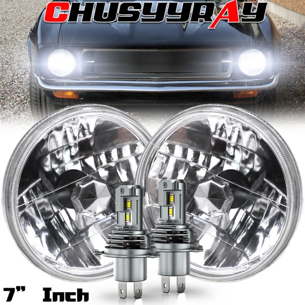 CHUSYYRAY For Ford Mustang 1965-1973 Brightest Pair 7" Round Led