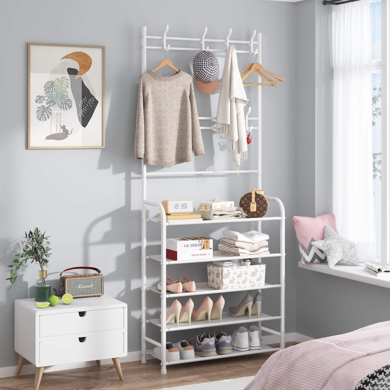 UDEAR Entryway Coat Rack - Large Space, 5-Tier Shoe Storage,