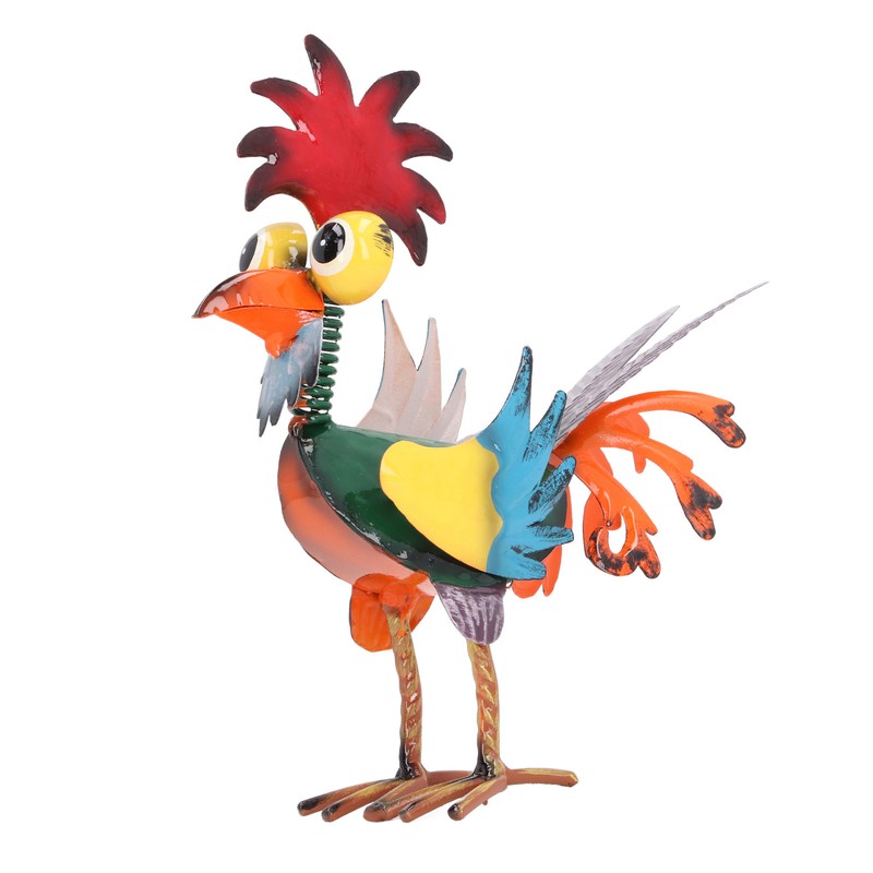 Rooster Statue Figures Ornament Metal Rooster Display Model Toy for