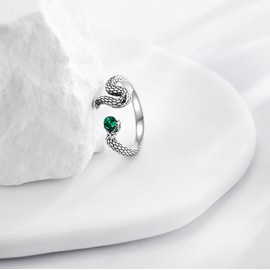 VENACOLY Snake Ring 925 Sterling Silver Open Ring Snake Mother's Day Jewellery for Women Mum