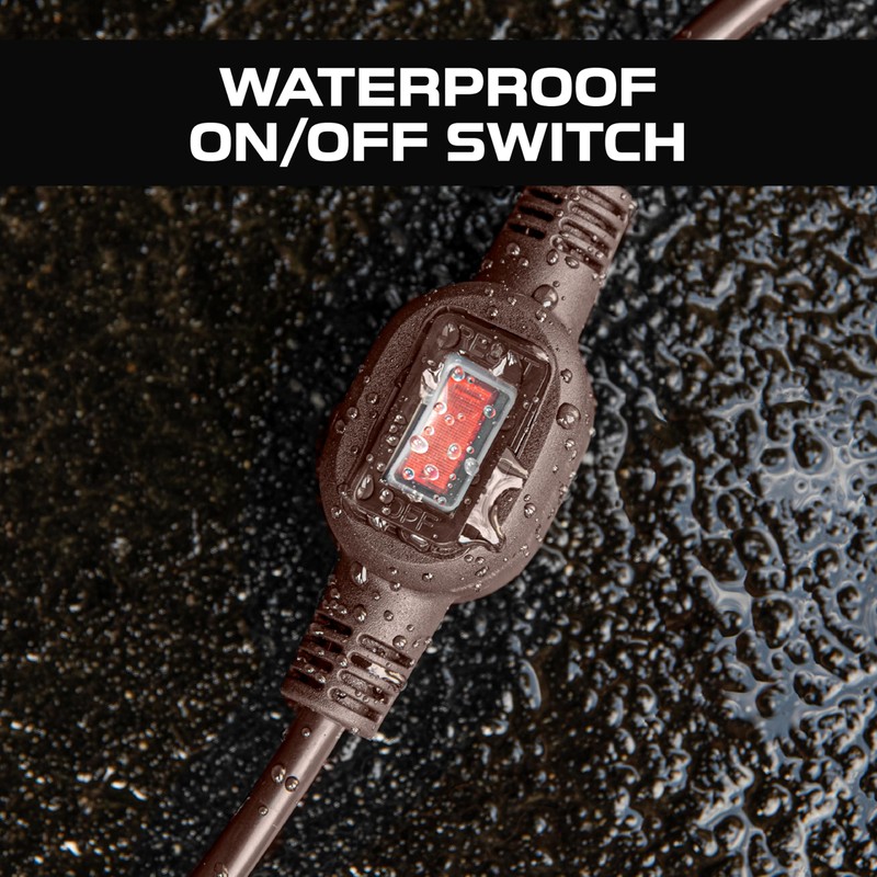 IRON FORGE Cable de extensión café para exteriores con interruptor