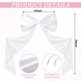 Wavwavw 79 x 47 Inches Giant Bow Decoration Extra Large Satin Bow with Long Streamers Coquette Birthday Party Decoration for Fireplace Mirror Wall Tree Arch Wedding Decorations(White)