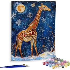 Diymood Paint by Numbers for Adults Giraffe, DIY Oil Painting Snow Acrylic Paint by Number Kits for Kids Adults Beginner for Home Wall Decor 16x20 inch
