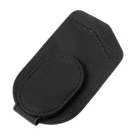 HEROFFIX Car Sunglasses Clip Magnetic Universal Sun Visor Eyeglasses Holder Clip PU Leather Black 11x7cm 1 Pcs