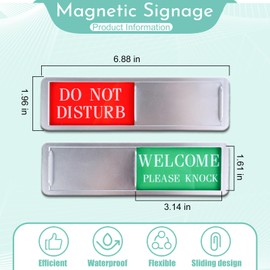 7 X 2 Inch Do Not Disturb Sign, Sliding Privacy Sign, Do Not Disturb and Welcome Sign for Office,Home,School,Apartment (Silver)