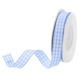 DMiotech 3/8 Inch 10 Yards Gingham Ribbon, Checkered Ribbon Plaid Ribbon for Gift Wrapping Decoration Art Craft DIY, Sky Blue