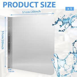Amylove 20 x 20 Inch Stainless Steel Splash Guard Stainless Steel Wall Mount Splash Guard with Screws Splash Guard for Sink Bathroom Sink Side Splash Sink Splash Protector for Kitchen Restaurant