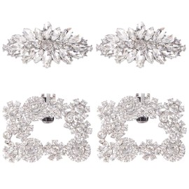 kilofly Elegant Rhinestone Crystal Metal Shoe Clips Wedding, Set of 2 Pairs