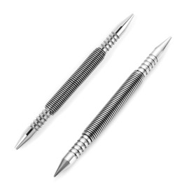 2pcs Dual Head Nail Setters, (1/32-1/16 Inch) (3/32-1/8 Inch) Spring Loaded Center Punch Spring Nail Setter Punch Set Hammerless Nail Set Tool Door Hinge Pin Removal Tool with 5000 PSI Impact Force