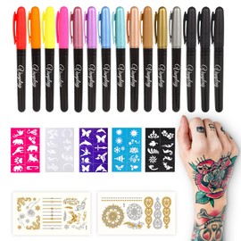 Tattoo Pen Tattoo Pen Tattoo Children Children's Make-Up Glitter Tattoo Set Children's Glitter Tattoo Markings 9 10 11 12 Years Old Girls Boys Gift Ideas Birthday Gift