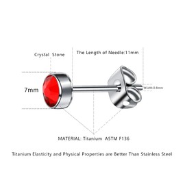 G23 Titanium Stud Earrings for Women, Men, Girls, Hypoallergenic, Nickel Free, 3 mm / 4 mm / 5 mm / 7 mm Crystal Earrings, Birthday Gift, Titanium, Crystal