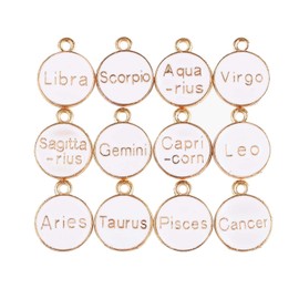 24 PCS Metal Zodiac Charms for Jewelry Making Vintage Constellation Pendant Beads for DIY Bracelet Necklace