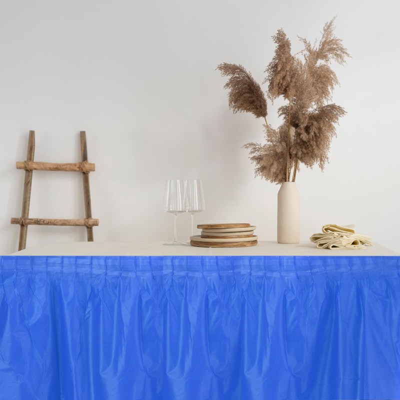 sourcing map 4 Pack Dark Blue Plastic Table Skirts, 29