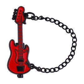 Guitar Tassel Chain Brooch Pin Cute Enamel Musical Instrument Badges on Backpack Guitar Brooches Badges Pins Present Gifts Accessories Brooch (Black Red Guitar)