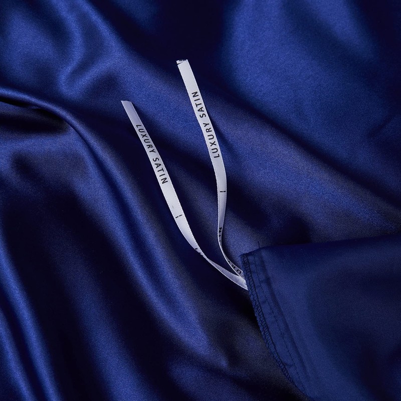 Gezu 200 x 200 cm Satin Blue Plain Duvet Cover