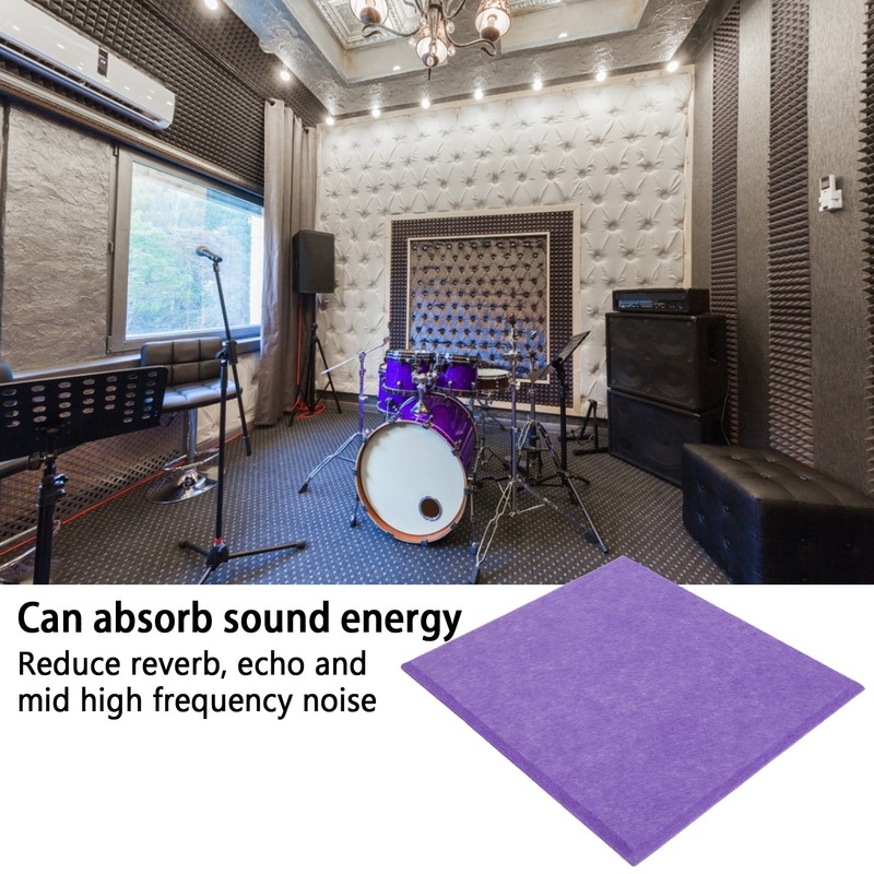 6Pcs Acoustic Absorption Panel Thickened Reduce Reverb SoundProof Padding Absorber(Purple