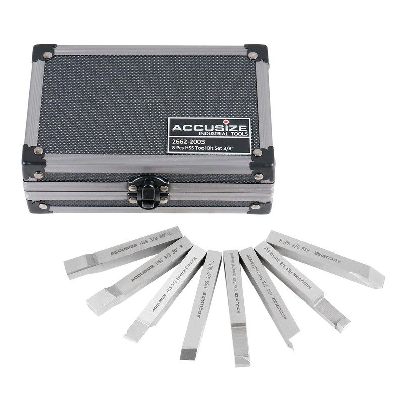 Accusize Industrial Tools 3/8'' 8 Pc H.S.S. Tool Bit Set,