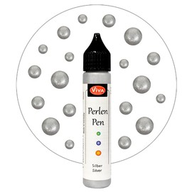 Viva Decor Perlen Pen (Silber, 28 ml) 3D Pearl Pen - T Shirt Marker zum Bemalen von Stoff und Textilien - Deko Farben - Stifte Perlen - Made in Germany