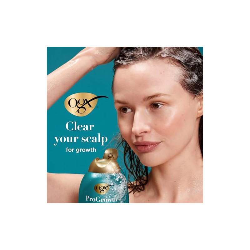 OGX ProGrowth + Peptide Clarifying Shampoo, Gentle Exfoliating Shampoo, Supports