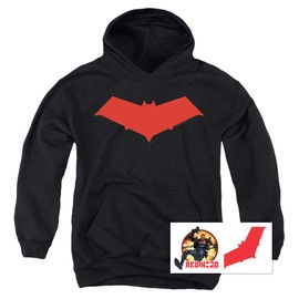 Popfunk Red Hood Jason Todd Superhero Kids Youth Pullover Hoodie & Stickers (X-Large)