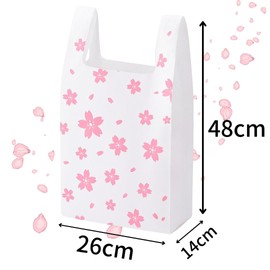 cobalt planet Handbag Plastic Bag 18.9 x 10.2 x 5.5 inches (48 x 26 x 14 cm), 100 pcs, Double-sided Printing, Includes Hook Hole, Plastic Bags (Cherry Blossoms, 18.9 x 10.2 x 5.5 inches (48 x 26 x 14
