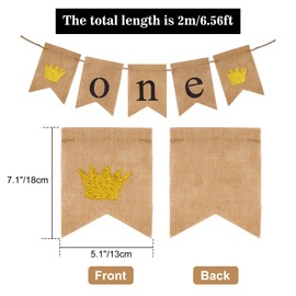 G2PLUS ONE Burlap Banner for First Birthday, One Birthday Banner, 1st Birthday Burlap Banner, 1st Birthday Banner for Boys Girls, One Highchair Banner for First Birthday Party