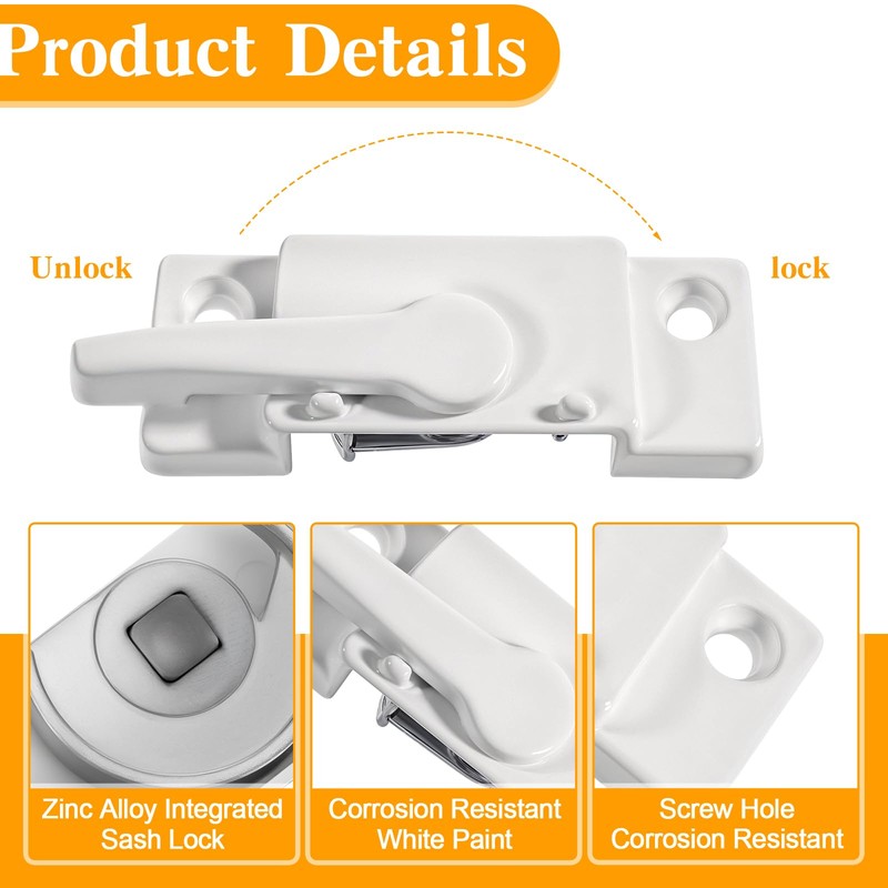 10-Pack Universal Window Sash Locks, White Iron Cam Action Latches