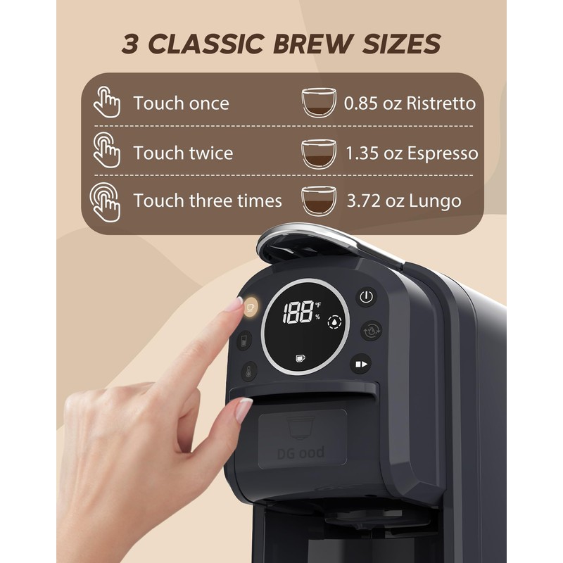 PURHUGO CHEF Multi-Capsule Espresso Machine, Brews Coffee or Hot Water,