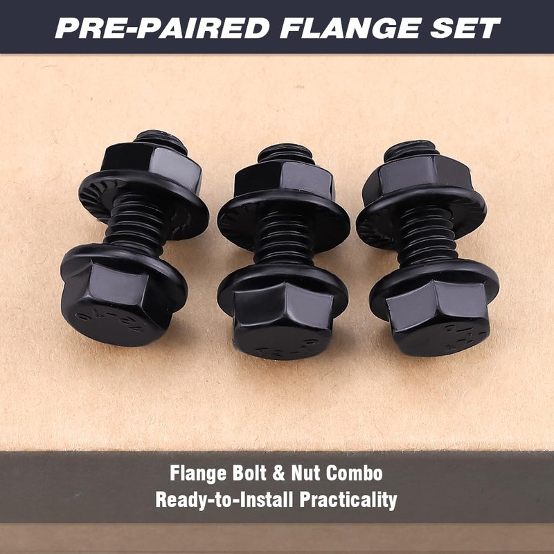 20-Sets 1/4-20 x 1/2" Hex Flange Bolts and Nuts Black,