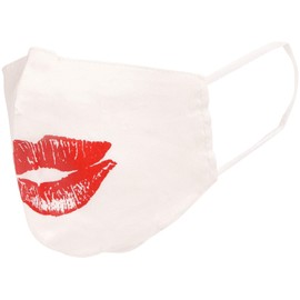 styleBREAKER 08040007 Women's Cotton Fabric Mask, Plain with Various Designs, Double-Layer, Washable, Community Mask, Colour: Kiss Mouth, White