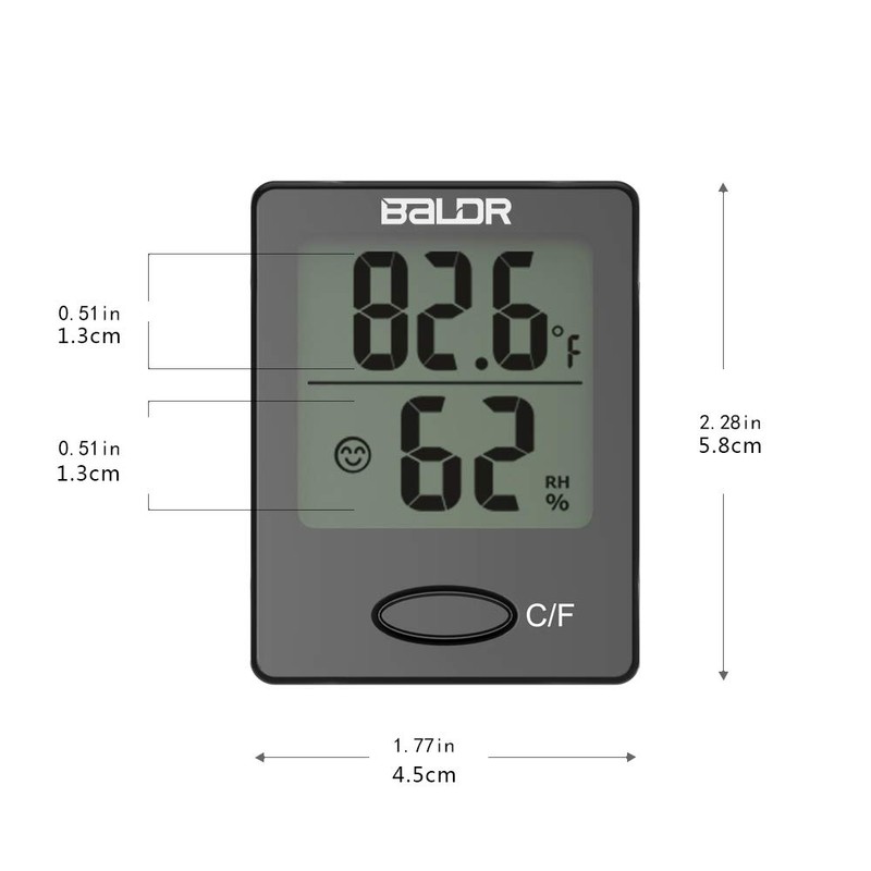 Baldr Mini Digital Thermometer with Temperature and Humidity Display Comfort