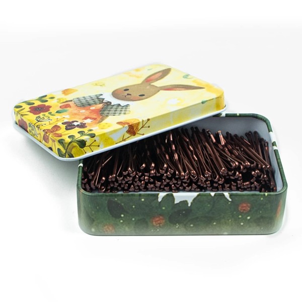 Maorulu Mini Bobby Pins Brown with Cute Case, 200 CT