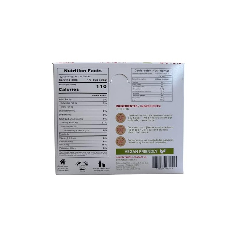 Figgy Natural Higos Liofilizados Rodajas Caja Bolsas 30g Snack Saludable
